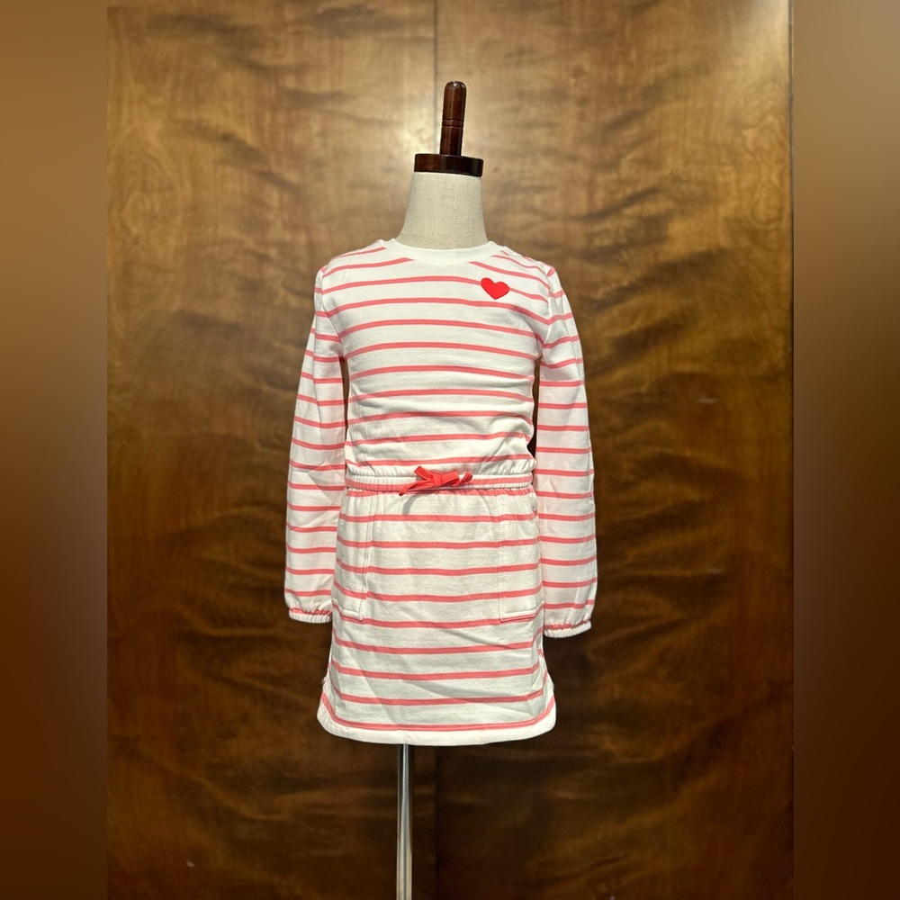 Tommy Bahama Pink Striped Fall Sweatshirt Dress Girls S 5/6 Fleece Lined Cotton